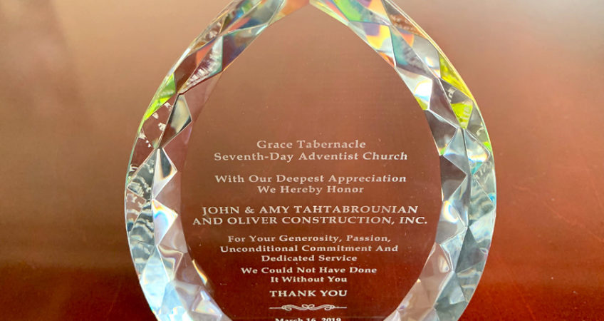 Styer Group Honored for Generosity, Passion by Grace Tabernacle SDA Church  
